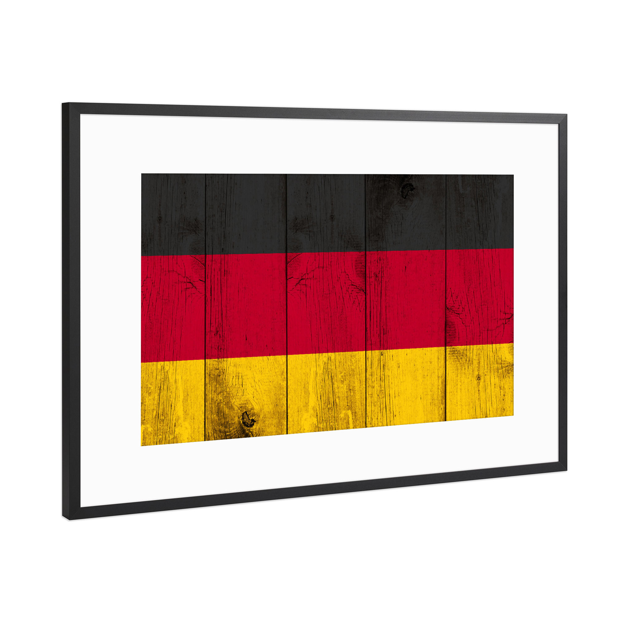 Poster mit Rahmen Schwarz (Metallic) "German Vintage Flag" artboxONE - Reise,Abstrakt