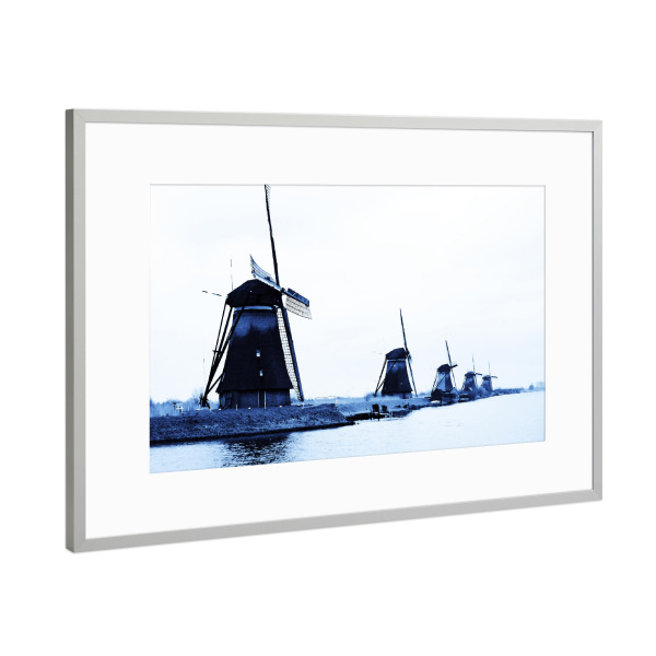 Poster mit Rahmen Silber "Kinderdijk Windmills" artboxONE - Reise,Reise / Länder