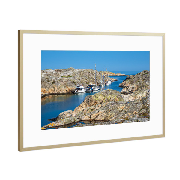 Poster mit Rahmen Gold "Segelboote in den Schären" artboxONE - Natur,Reise,Reise / Strand und Meer,Reise / Länder