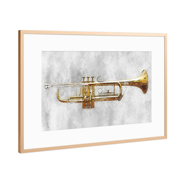 Poster mit Rahmen Kupfer "Trumpet (matart)" artboxONE - Musik - Trumpet,Woodwind,Instrument,Instruments,Jazz,Music,Musician,Orchestra,Band,Musik