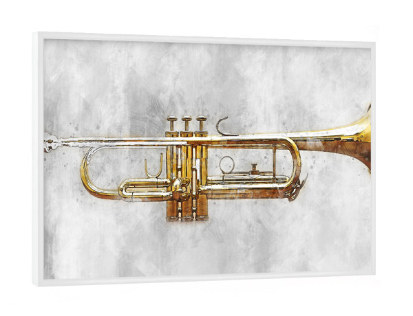 Poster mit weißem Rahmen "Trumpet (matart)" artboxONE - Musik - Trumpet,Woodwind,Instrument,Instruments,Jazz,Music,Musician,Orchestra,Band,Musik