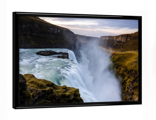 Poster mit schwarzem Rahmen "Gullfoss waterfall Haukadalur" artboxONE - Natur,Reise,Reise / Länder