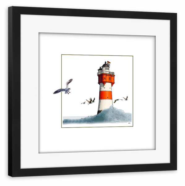 Poster mit Rahmen schwarz "Leuchtfeuer der Nordsee" artboxONE - Tiere,Architektur,Reise / Strand und Meer