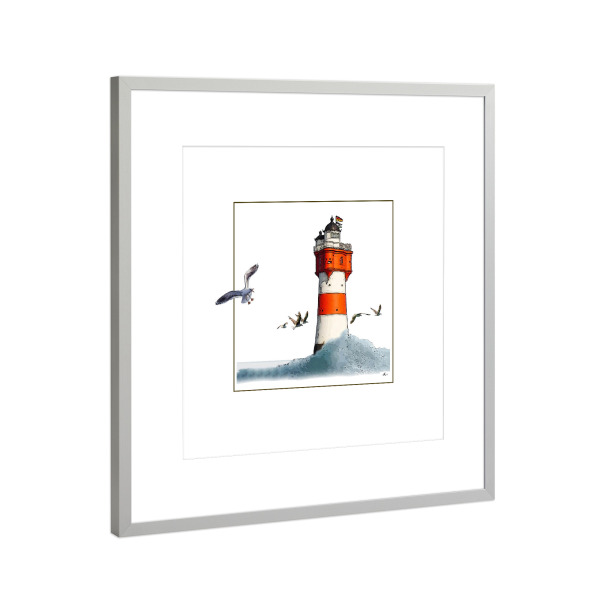 Poster mit Rahmen Silber "Leuchtfeuer der Nordsee" artboxONE - Tiere,Architektur,Reise / Strand und Meer