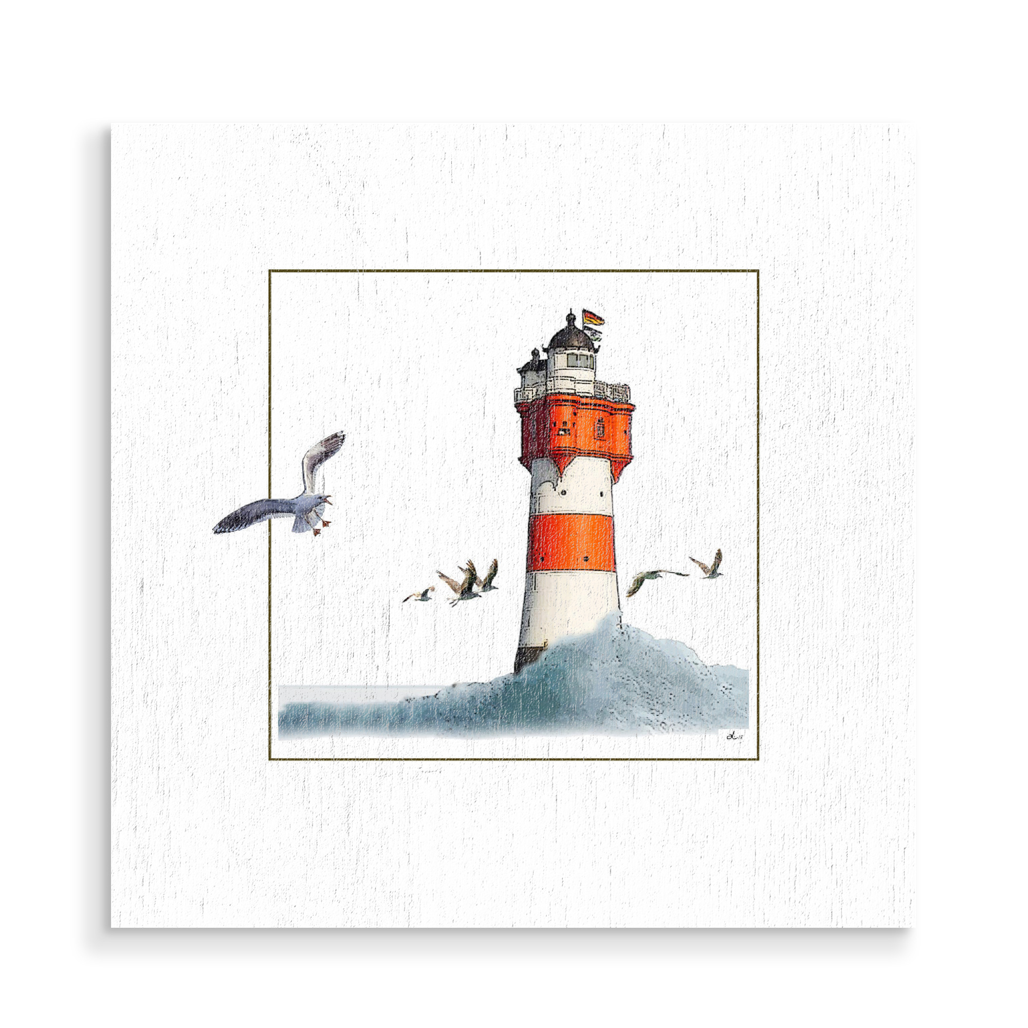 Holzbild "Leuchtfeuer der Nordsee" artboxONE - Tiere,Architektur,Reise / Strand und Meer