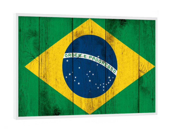 Poster mit weißem Rahmen "Brasil Vintage Flag" artboxONE - Abstrakt,Reise / Länder