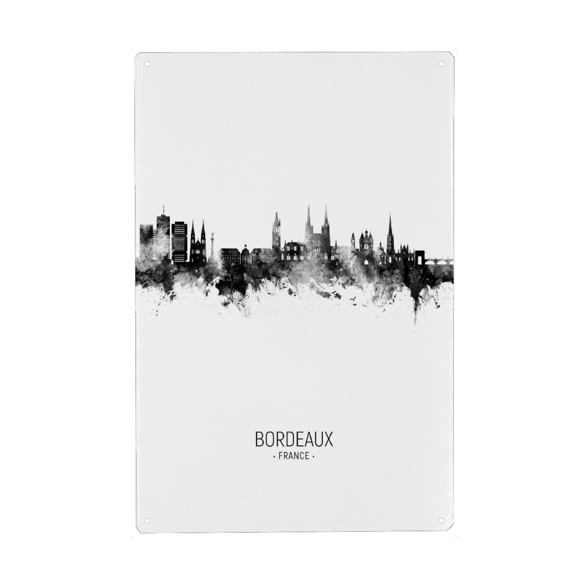 Holzbild "Bordeaux France Skyline BW" artboxONE - Städte