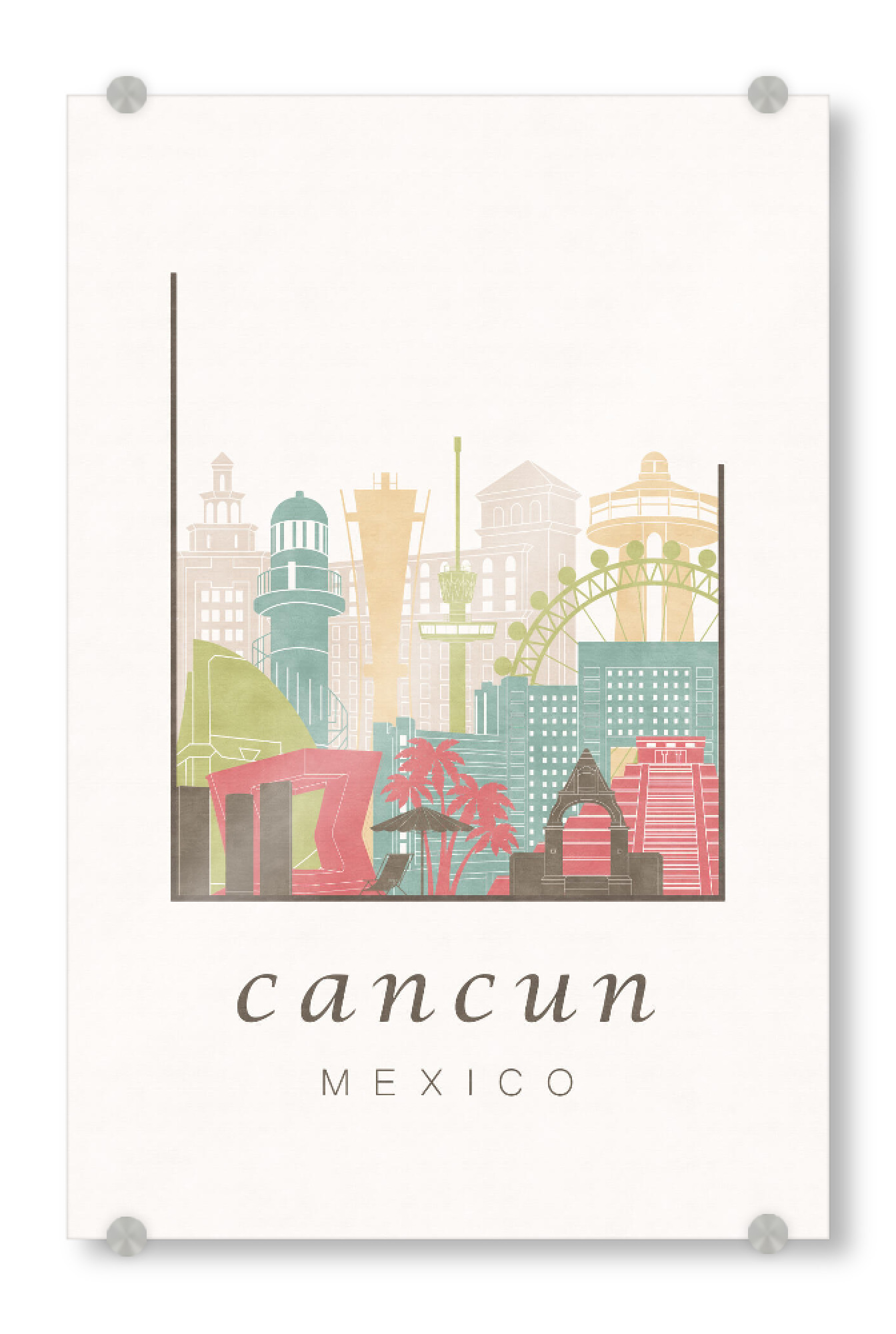 Acrylglasbild "Cancun skyline pastel" artboxONE - Städte,Reise,Architektur,Kartografie