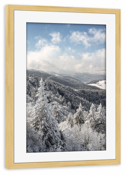 Poster mit Rahmen kiefer "Eingeschneiter Winterwald" artboxONE - Natur,Reise