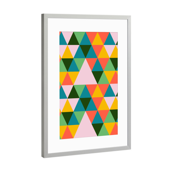 Poster mit Rahmen Silber "Geometric Modern Triangles Red" artboxONE - Architektur,Geometrie,Männer