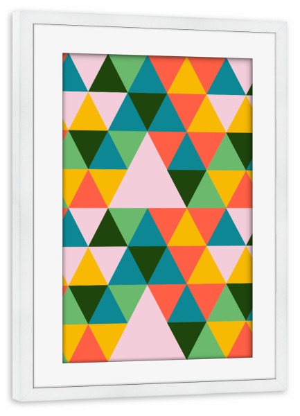 Poster mit Rahmen weiß "Geometric Modern Triangles Red" artboxONE - Architektur,Geometrie,Männer
