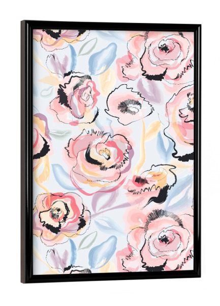 Poster mit schwarzem Rahmen "Scribble Roses Flowers Pastel" artboxONE - Natur,Floral,Für Mama