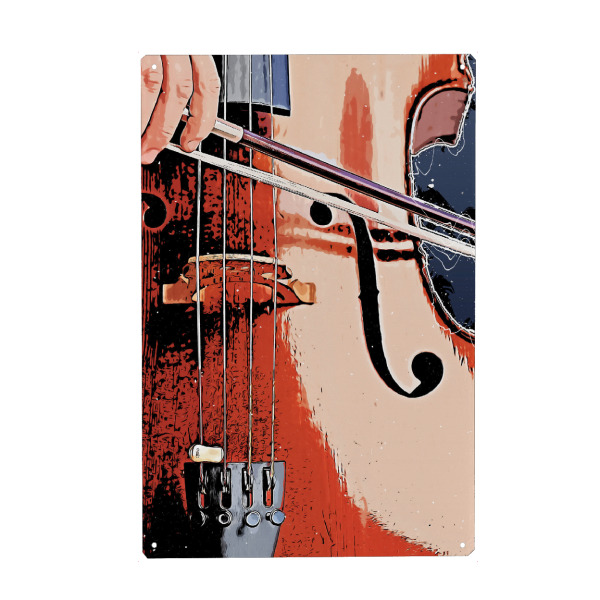 Metall Poster "Double bass" artboxONE - Musik - Double bass,Music,Instrument,Musik,Closeup,Nahaufnahme,Instruments,Sound,Band,Jazz - Blechschild
