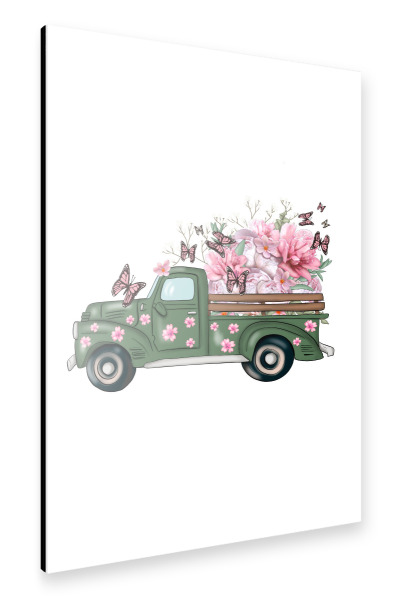 Alu-Dibond "Spring Truck With Flowers" 30x20 cm artboxONE