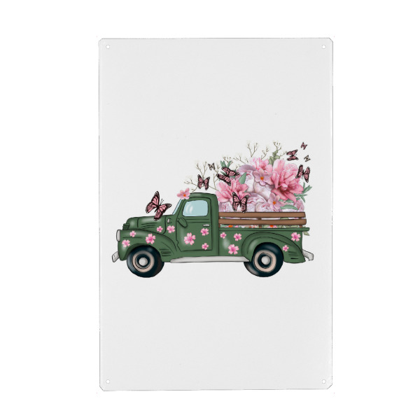 Holzbild "Spring Truck With Flowers" artboxONE - Floral,Für Kinder,Automobile,Für Mama,Festivals