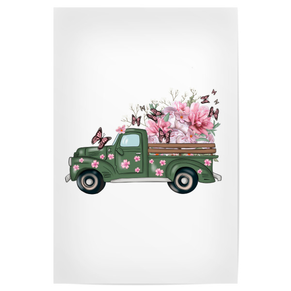 Poster "Spring Truck With Flowers" artboxONE - Floral,Für Kinder,Automobile,Für Mama,Festivals