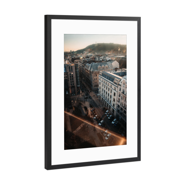 Poster mit Rahmen Schwarz (Metallic) "Budapest von oben" artboxONE - Städte,Reise,Architektur