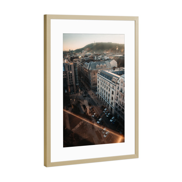 Poster mit Rahmen Gold "Budapest von oben" artboxONE - Städte,Reise,Architektur