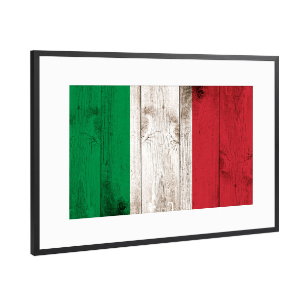 Poster mit Rahmen Schwarz (Metallic) "Vintage Flag of Italy" artboxONE - Reise,Reise / Länder,Städte / Rom