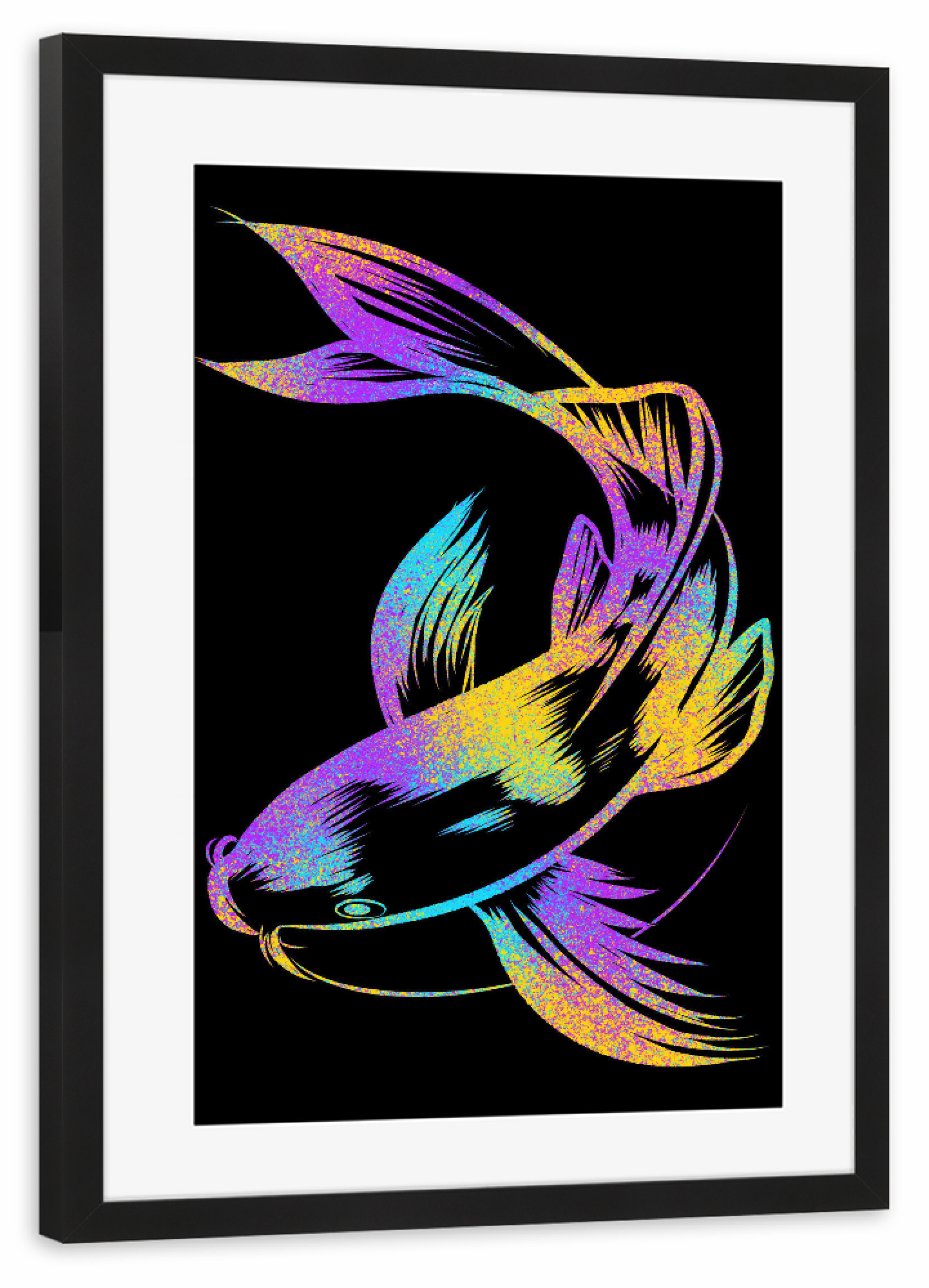 Poster mit Rahmen schwarz "Colorful Carp" artboxONE - Tiere,Abstrakt - Carp,Fish,Japan,Asian,Tokyo,Karpfen,Bunt,Colorful,Fisch,Tier,Animal