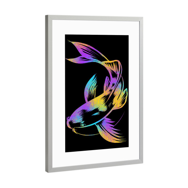 Poster mit Rahmen Silber "Colorful Carp" artboxONE - Tiere,Abstrakt - Carp,Fish,Japan,Asian,Tokyo,Karpfen,Bunt,Colorful,Fisch,Tier,Animal