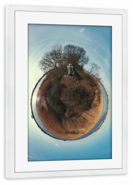 Poster mit Rahmen weiß "Hamburg Elbe, Bunthäuser Spitze" artboxONE - Städte,Städte / Hamburg,Natur,Reise,Reise / Länder