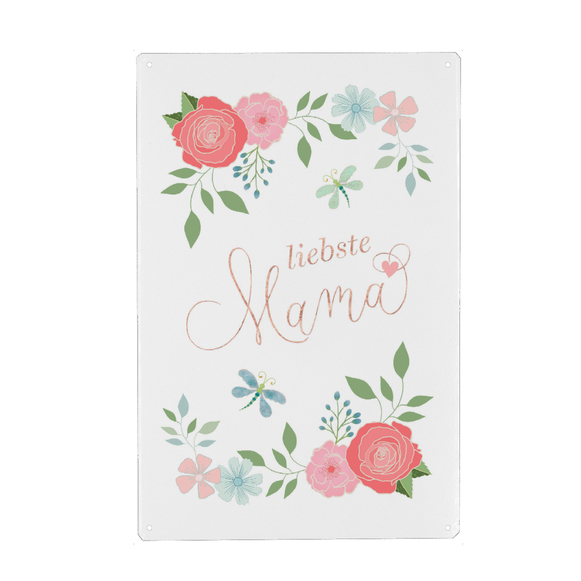 Metall Poster "Liebste Mama" artboxONE - Floral,Liebe,Buchstaben / M,Für Mama