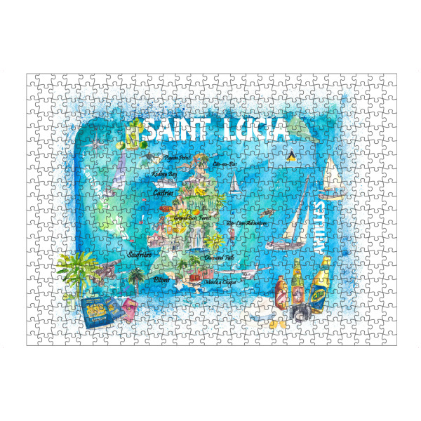 artboxONE Puzzle "Saint Lucia Illustrierte Karte" artboxONE - Reise,Reise / Strand und Meer,Kartografie