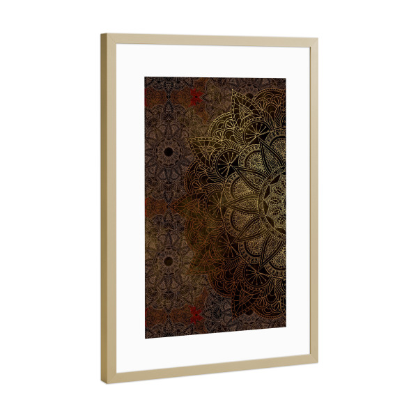 Poster mit Rahmen Gold "Mandala Bronze" artboxONE - Abstrakt,Geometrie - Mandala,Vector,Abstract,Yoga,Boho,Ethnic,Indian,Copper,Bronze