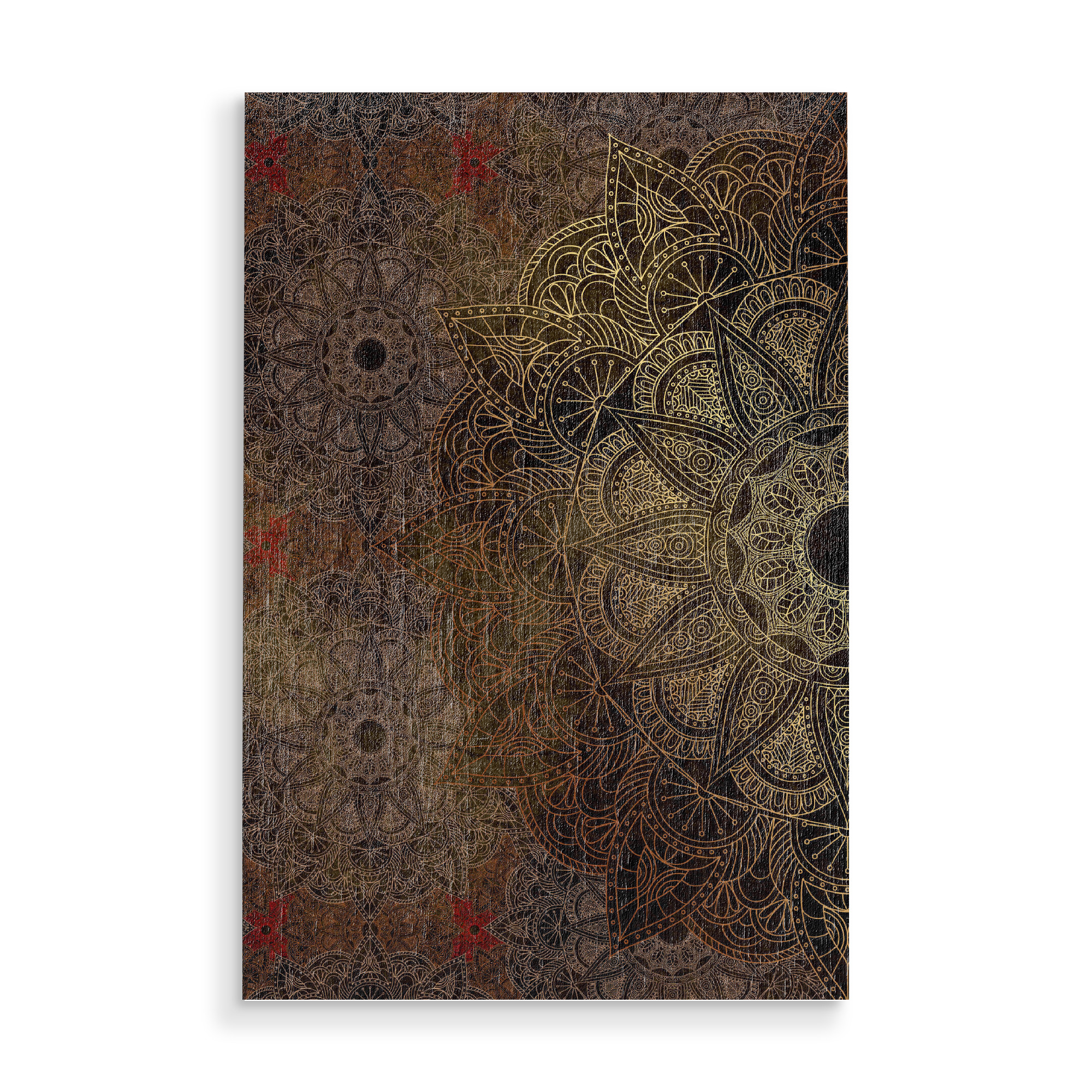 Holzbild "Mandala Bronze" artboxONE - Abstrakt,Geometrie - Mandala,Vector,Abstract,Yoga,Boho,Ethnic,Indian,Copper,Bronze
