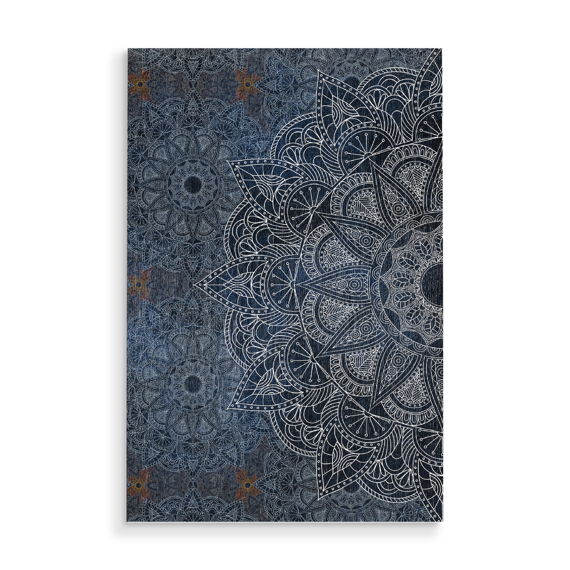 Holzbild "Mandala Frozen" artboxONE - Abstrakt,Geometrie - Mandala,Arabic,Boho,Yoga,Blue,Vector,Indian,Cold,Dark,Abstract,Abstrakt,Geometrie,Geometry