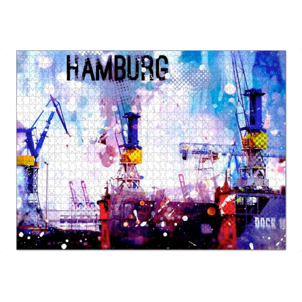 Puzzle Ravensburger "Kräne Hamburg" artboxONE - Städte,Städte / Hamburg,Reise,Reise / Länder