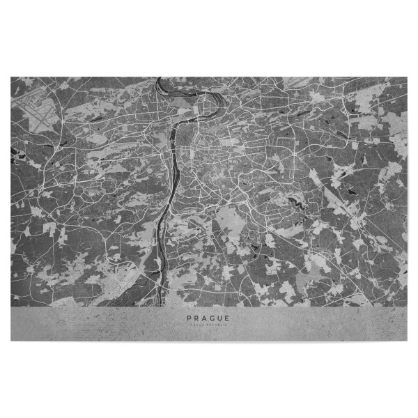 Poster 30x20 cm "Gray vintage map of Prague" artboxONE - Kartografie