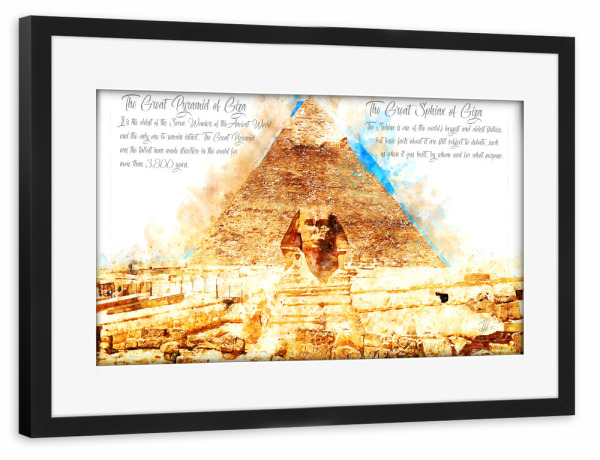 Poster mit Rahmen schwarz "Cheops Pyramide Aquarell" artboxONE - Architektur,Reise / Afrika