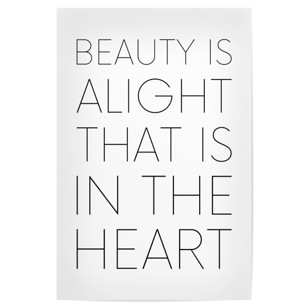 Poster 30x20 cm "Beauty is" artboxONE - Typografie - Typography,Typografie,Minimal,Beauty,Heart,Quote