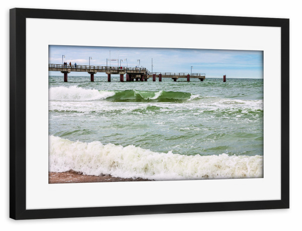 Poster mit Rahmen schwarz "Seebrücke in Göhren" artboxONE - Natur,Reise,Reise / Strand und Meer