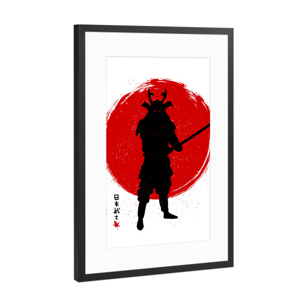 Poster mit Rahmen Schwarz (Metallic) "Samurai with Katana" artboxONE - Menschen,Städte / Tokio,Männer - Japan,Samurai,Sun,Katana,Japanese,Kanj,Gym