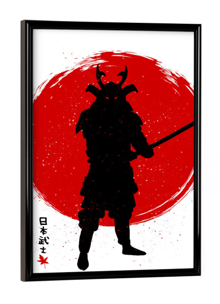 Poster mit schwarzem Rahmen "Samurai with Katana" artboxONE - Menschen,Städte / Tokio,Männer - Japan,Samurai,Sun,Katana,Japanese,Kanj,Gym
