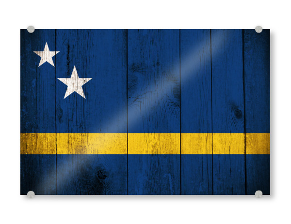 Acrylglasbild "Curaçao Vintage Flag" artboxONE - Reise,Reise / Strand und Meer,Reise / Länder