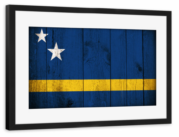 Poster mit Rahmen schwarz "Curaçao Vintage Flag" artboxONE - Reise,Reise / Strand und Meer,Reise / Länder