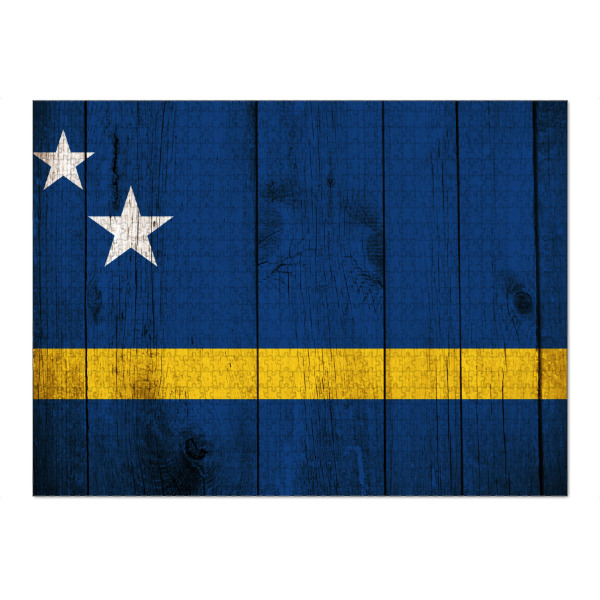 Puzzle Ravensburger "Curaçao Vintage Flag" artboxONE - Reise,Reise / Strand und Meer,Reise / Länder
