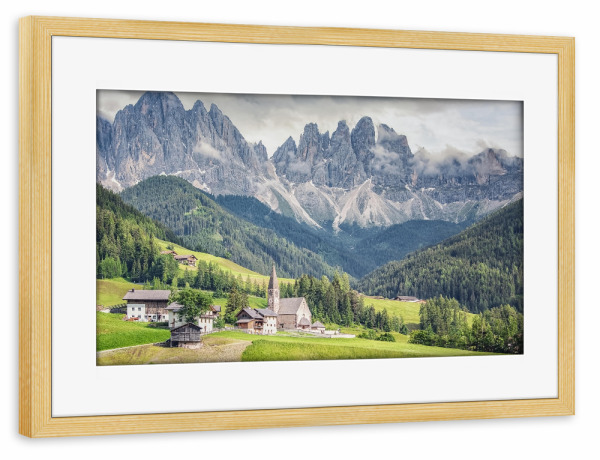 Poster mit Rahmen kiefer "Funes valley" artboxONE - Natur,Reise,Reise / Länder