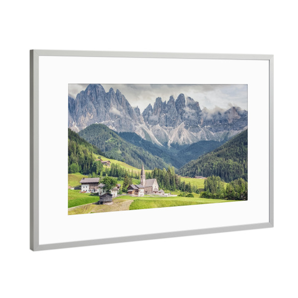 Poster mit Rahmen Silber "Funes valley" artboxONE - Natur,Reise,Reise / Länder