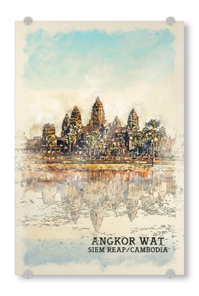 Acrylglasbild "Angkor Wat Sketch" artboxONE - Natur,Architektur