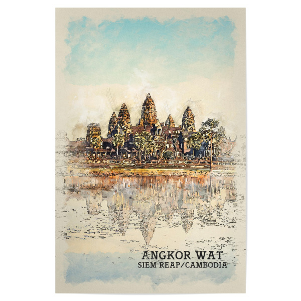 Poster "Angkor Wat Sketch" artboxONE - Natur,Architektur - Urlaub,Reise,Bauwerk,Gebäude,Stadt,Siem reap,Kambodscha,Travel,Architektur,Architecture