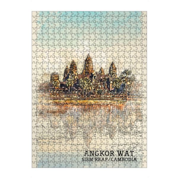 Puzzle Ravensburger "Angkor Wat Sketch" artboxONE - Natur,Architektur
