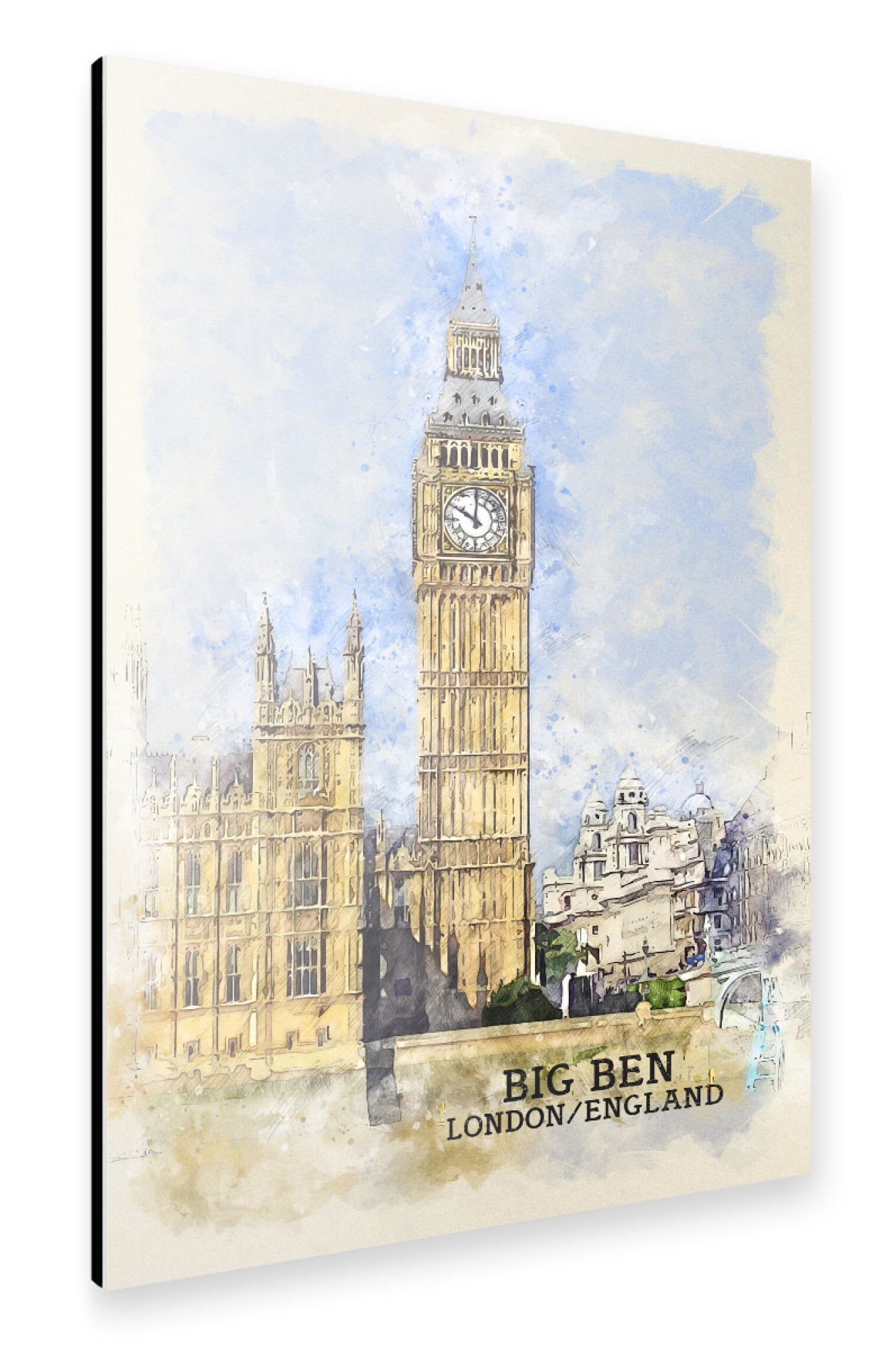 Alu-Dibond "Big Ben Sketch" 30x20 cm artboxONE