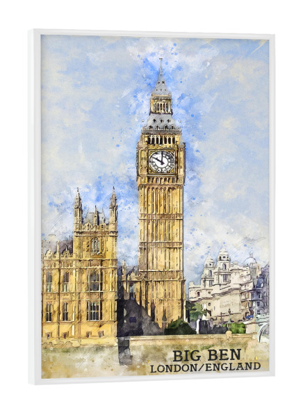Poster mit weißem Rahmen "Big Ben Sketch" artboxONE - Städte,Architektur