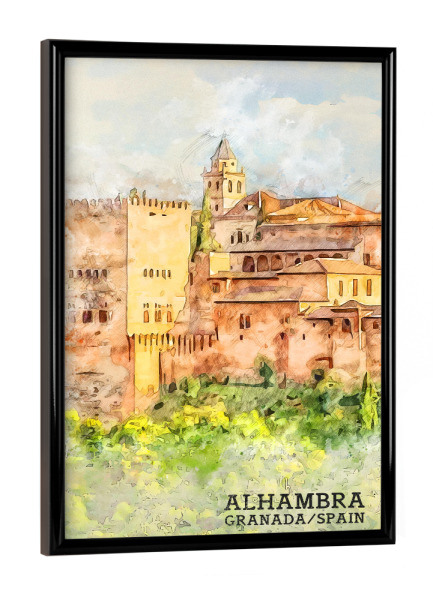Poster mit schwarzem Rahmen "Alhambra Sketch" artboxONE - Architektur