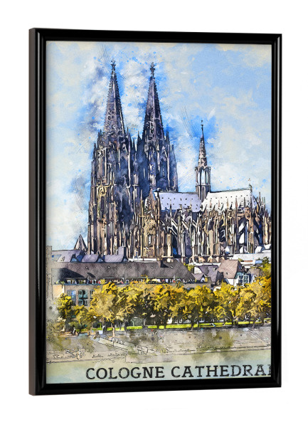 Poster mit schwarzem Rahmen "Kölner Dom Sketch" artboxONE - Städte,Städte / Köln,Architektur